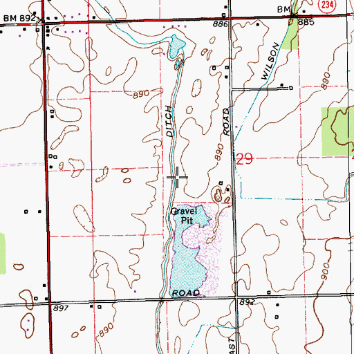 Topographic Map of Barrett Ditch, IN