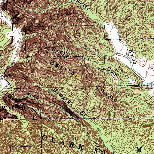 Topographic Map of Bartle Knobs, IN