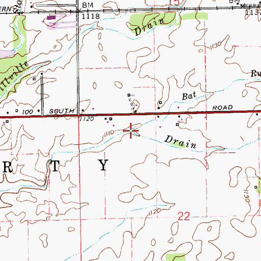 Topographic Map of Bat Run, IN