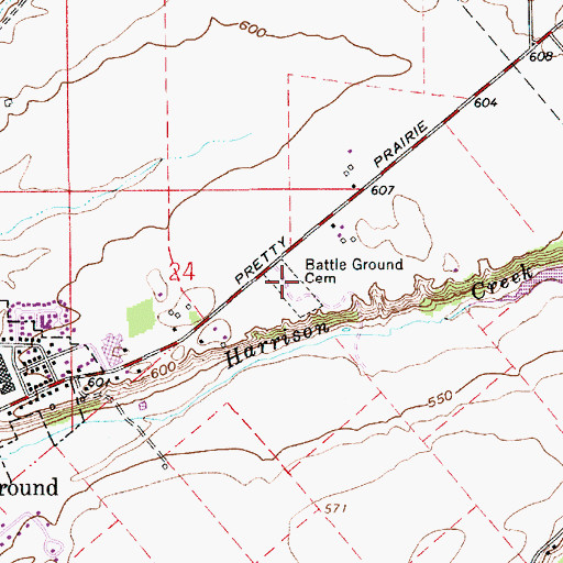 Topographic Map of Battle Ground Cemetery, IN