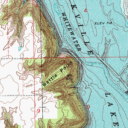 Topographic Map of Battle Point, IN