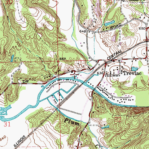 Topographic Map of Bear Creek, IN