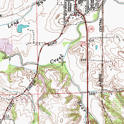 Topographic Map of Bear Creek, IN
