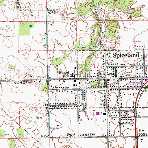 Topographic Map of Spiceland Elementary School, IN