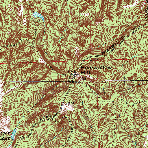 Topographic Map of Bearwallow Hill, IN
