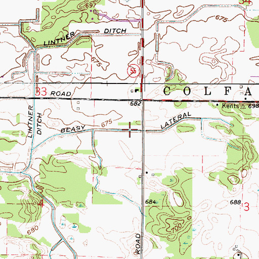 Topographic Map of Beasy Lateral, IN