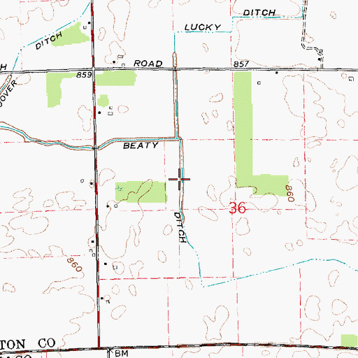 Topographic Map of Beaty Ditch, IN