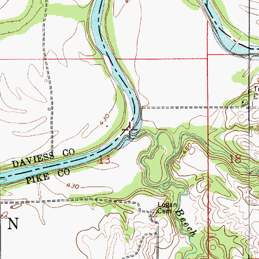 Topographic Map of Beech Creek, IN