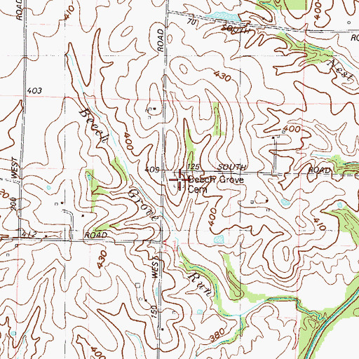 Topographic Map of Beech Grove Cemetery, IN