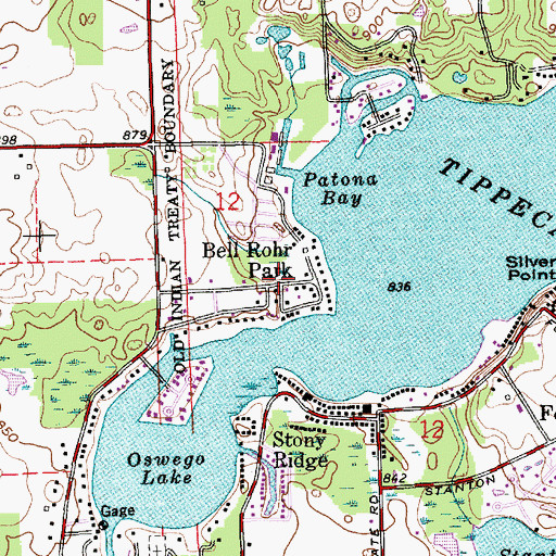 Topographic Map of Bell Rohr Park, IN