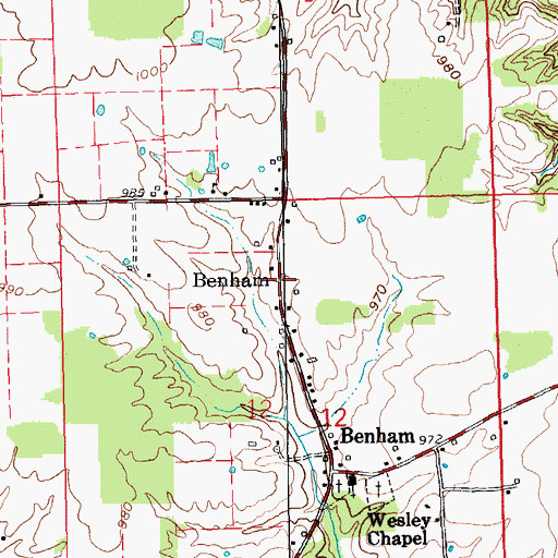 Topographic Map of Benham, IN
