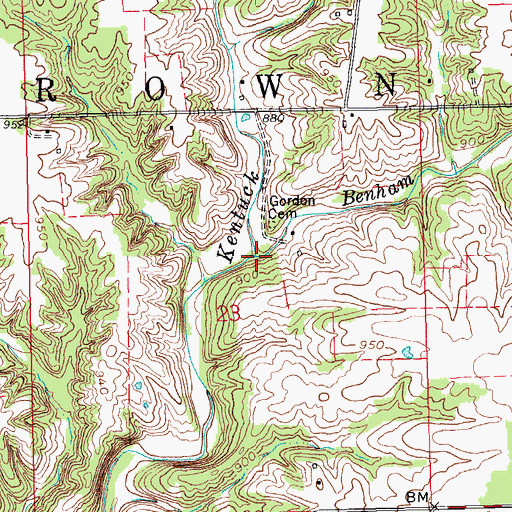 Topographic Map of Benham Branch, IN