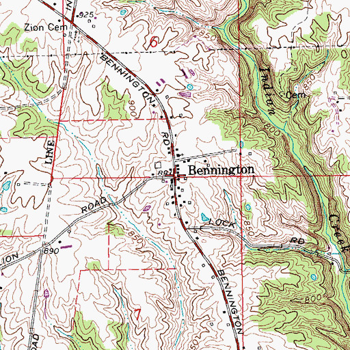 Topographic Map of Bennington, IN