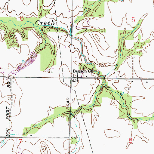 Topographic Map of Benson Church, IN