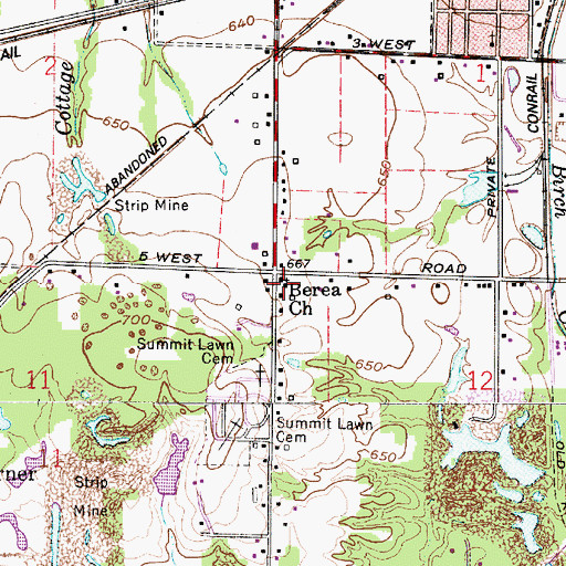 Topographic Map of Berea Church, IN
