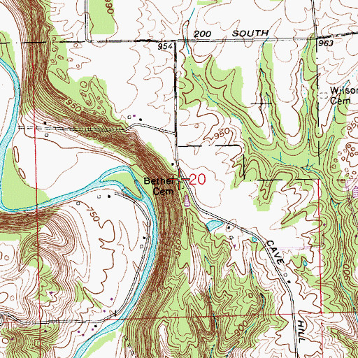 Topographic Map of Bethel Cemetery, IN