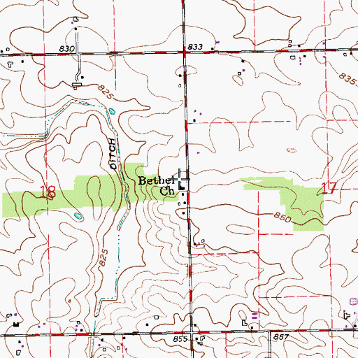 Topographic Map of Bethel Church, IN