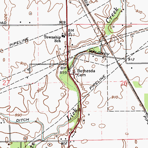 Topographic Map of Bethesda Cemetery, IN