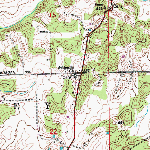 Topographic Map of Bethesda Church, IN