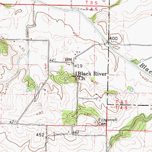 Topographic Map of Black River Church, IN