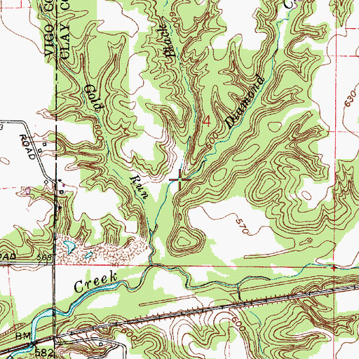 Topographic Map of Black Run, IN