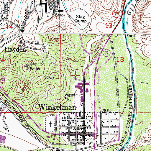 Topographic Map of Hayden High School, AZ