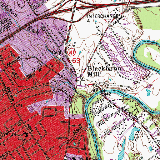 Topographic Map of Blackiston Mill, IN