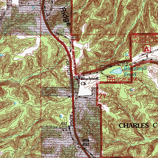 Topographic Map of Blackwell Church, IN