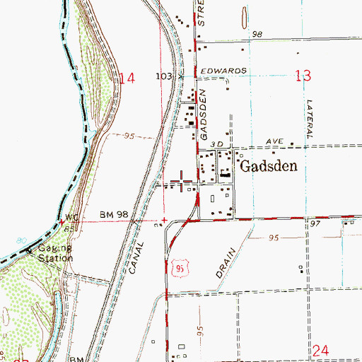Topographic Map of Gadsden, AZ