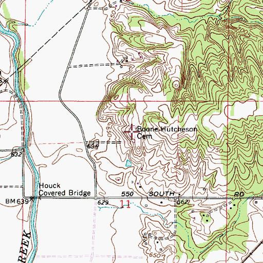 Topographic Map of Boone - Hutcheson Cemetery, IN