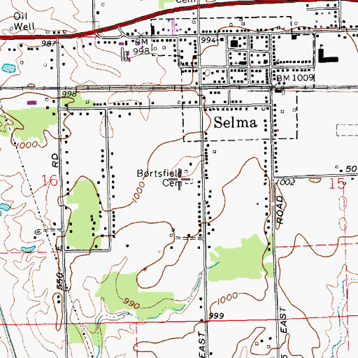 Topographic Map of Bortsfield Cemetery, IN