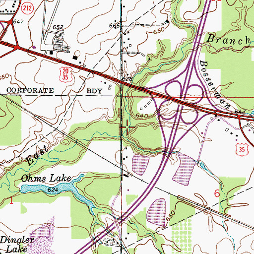 Topographic Map of Bosserman Creek, IN