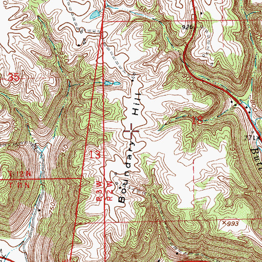 Topographic Map of Boundary Hill, IN