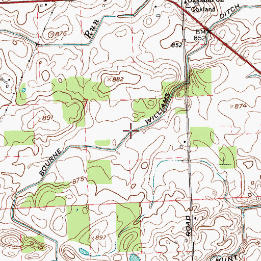 Topographic Map of Bourne Williams Ditch, IN