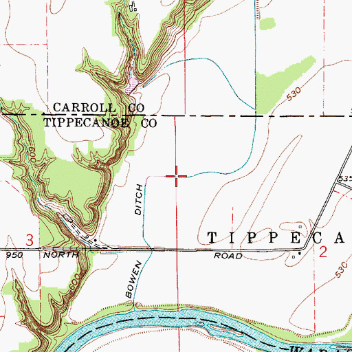 Topographic Map of Bowen Ditch, IN