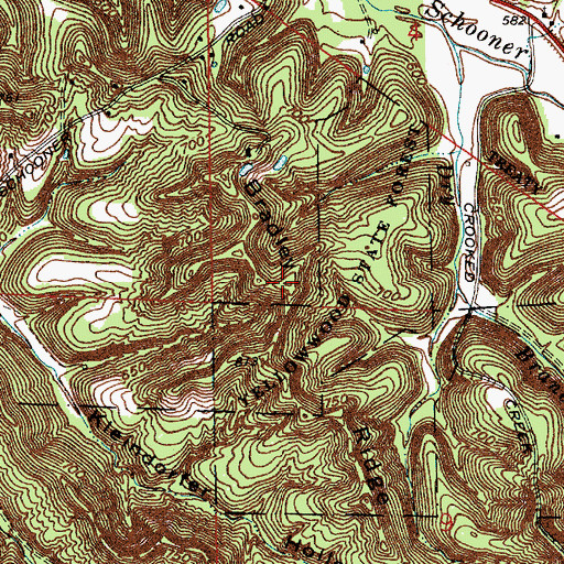 Topographic Map of Bradley Ridge, IN