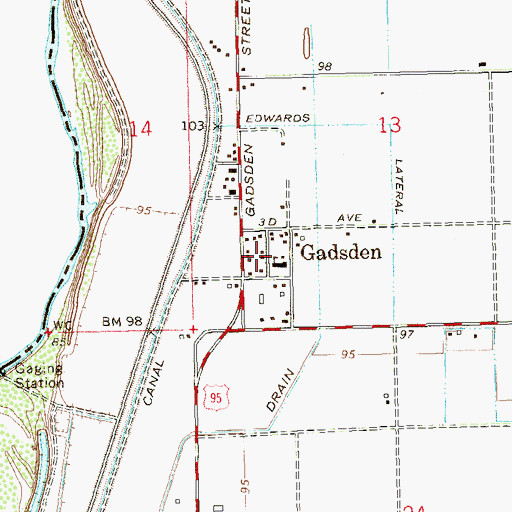 Topographic Map of Gadsden Elementary School, AZ