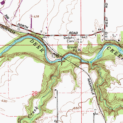 Topographic Map of Bridge Creek, IN