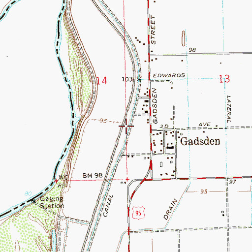 Topographic Map of Gadsden Park, AZ