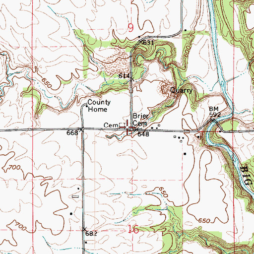Topographic Map of Brier Cemetery, IN