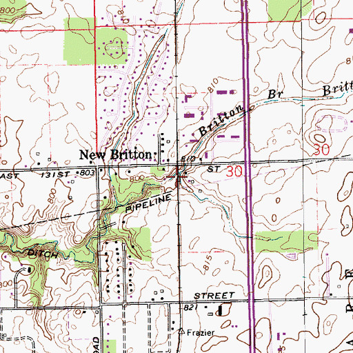 Topographic Map of Britton Branch, IN