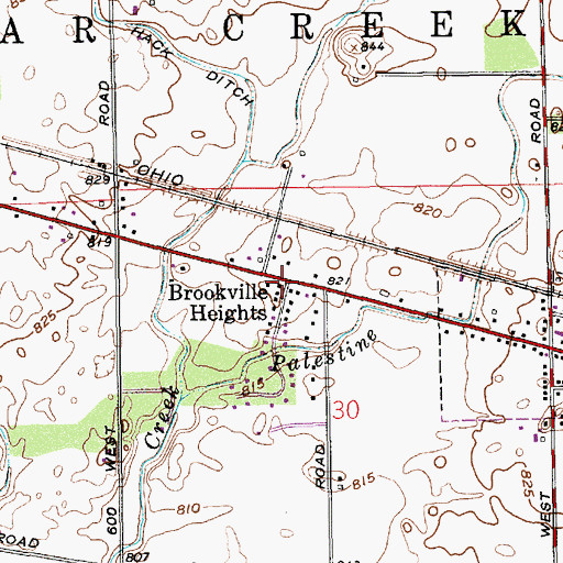Topographic Map of Brookville Heights, IN