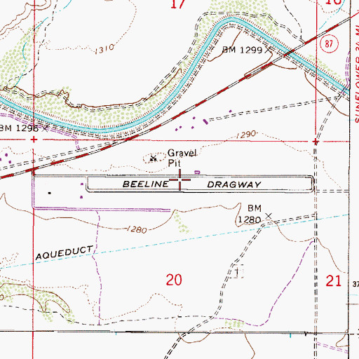 Topographic Map of Beeline Dragway, AZ