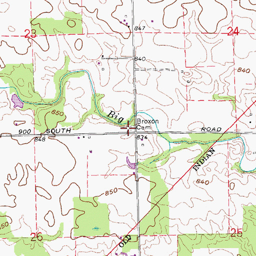 Topographic Map of Broxon Cemetery, IN