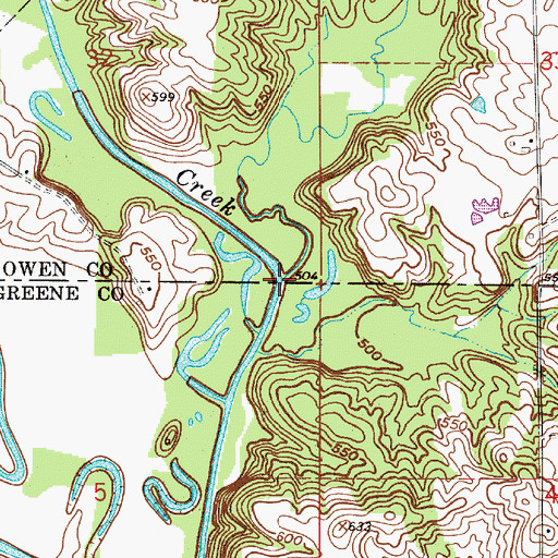 Topographic Map of Brush Creek, IN