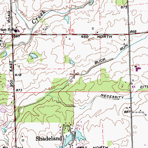 Topographic Map of Buck Run Ditch, IN