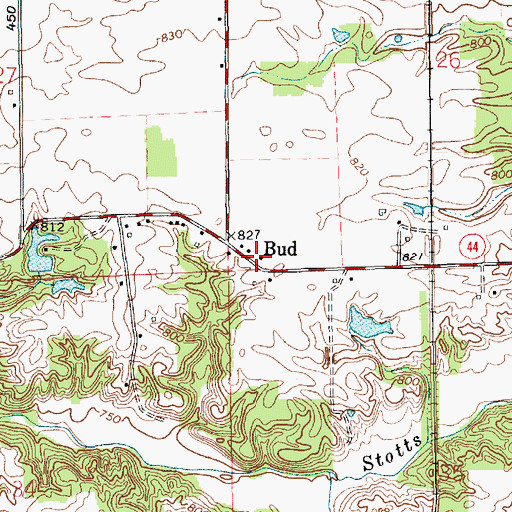 Topographic Map of Bud, IN