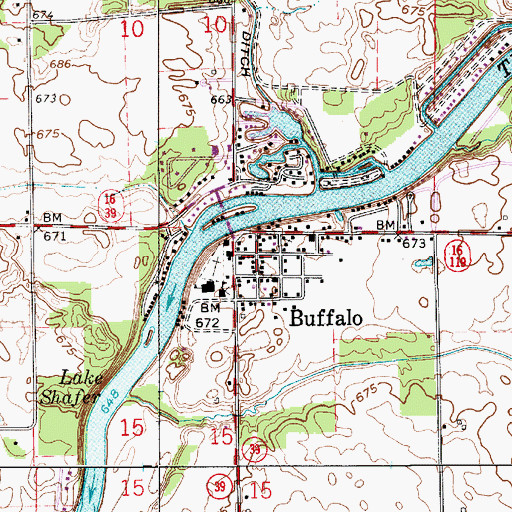 Topographic Map of Buffalo, IN