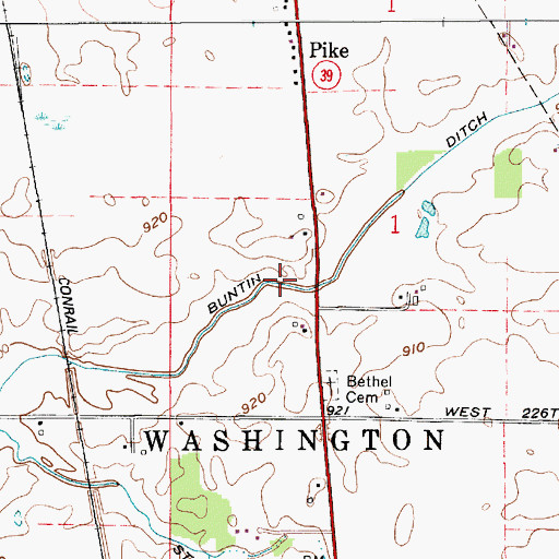 Topographic Map of Buntin Ditch, IN
