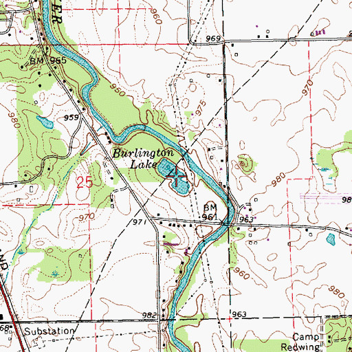 Topographic Map of Burlington Lake, IN